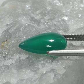 Agate vert naturelle en forme de poire, 2,74 ct, translucide