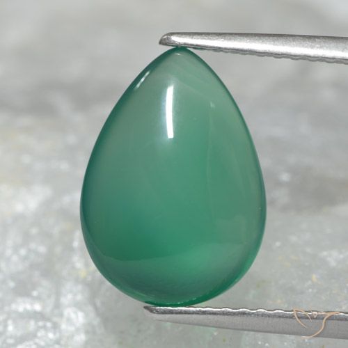 3.00ct Naturel Vert frais Agate, En forme de poire, Translucide