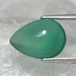 Agate Vert frais naturelle En forme de poire, 3.00 ct, Translucide