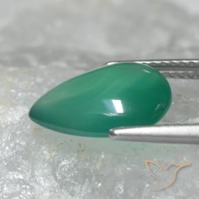 Agate Vert frais naturelle En forme de poire, 3.00 ct, Translucide