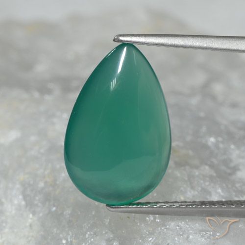 4.40ct Naturel Vert frais Agate, En forme de poire, Translucide