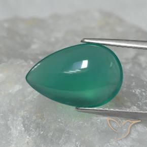 Agate Vert frais naturelle En forme de poire, 4.40 ct, Translucide