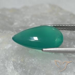 Agate Vert frais naturelle En forme de poire, 4.40 ct, Translucide