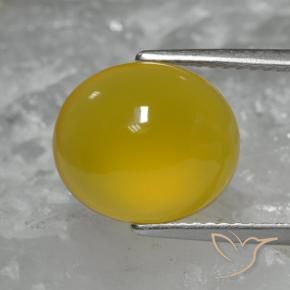 Agate Jaune miel naturelle ovale, 4.62 ct, Translucide