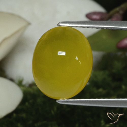 Agate Jaune miel léger naturelle ovale, 5.60 ct, Translucide