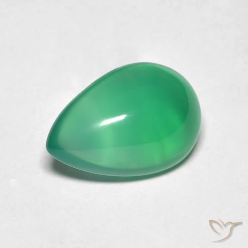 2.77ct Naturel Vert chaud Agate, En forme de poire, Translucide