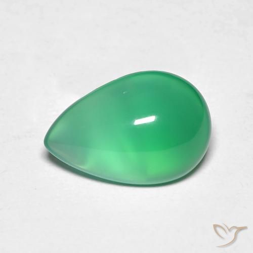 Agate Vert chaud naturelle En forme de poire, 2.77 ct, Translucide