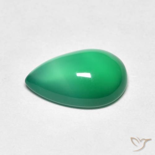 Agate Vert chaud naturelle En forme de poire, 2.77 ct, Translucide