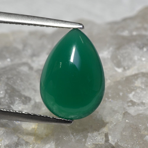 Agate vert naturelle en forme de poire, 3,14 ct, translucide