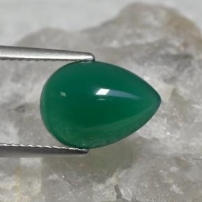 Agate vert naturelle en forme de poire, 3,14 ct, translucide