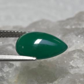 Agate vert naturelle en forme de poire, 3,14 ct, translucide