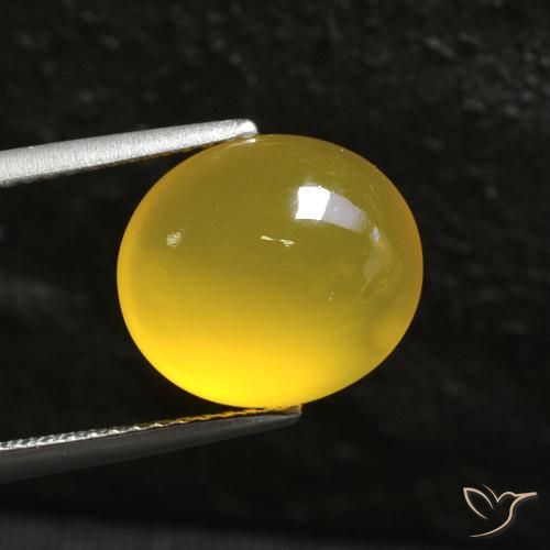 Agate Jaune miel naturelle ovale, 5.38 ct, Translucide