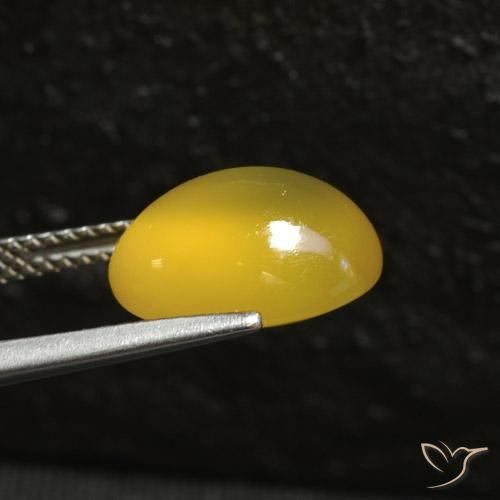 Agate Jaune miel naturelle ovale, 5.38 ct, Translucide