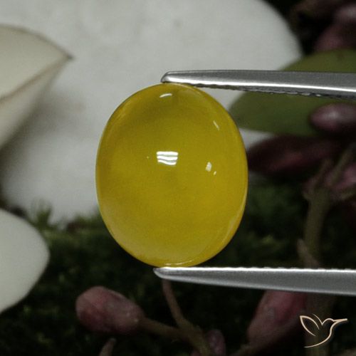 Agate Jaune moyen naturelle ovale, 4.59 ct, Translucide