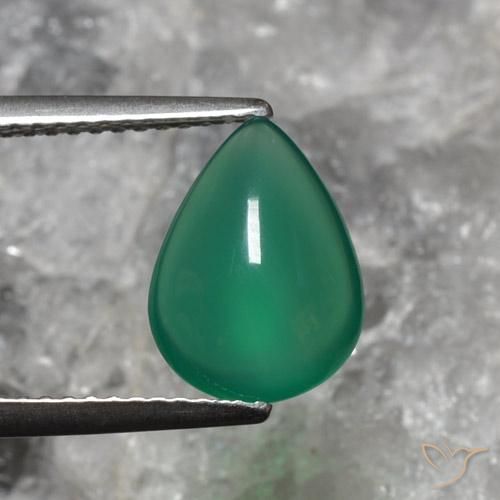 2.40ct Naturel Forêt verte Agate, En forme de poire, Translucide
