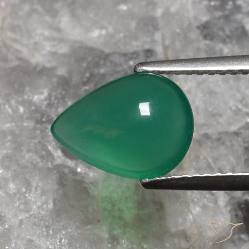 Agate Forêt verte naturelle En forme de poire, 2.40 ct, Translucide