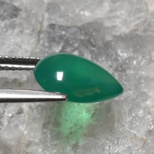 Agate Forêt verte naturelle En forme de poire, 2.40 ct, Translucide