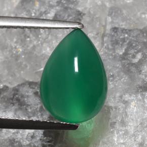 Agate Vert moyen naturelle En forme de poire, 3.08 ct, Translucide