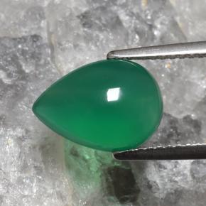Agate Vert moyen naturelle En forme de poire, 3.08 ct, Translucide