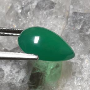 Agate Vert moyen naturelle En forme de poire, 3.08 ct, Translucide