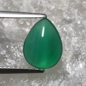 Agate Vert chaud naturelle En forme de poire, 1.66 ct, Translucide