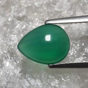 Agate Vert chaud naturelle En forme de poire, 1.66 ct, Translucide