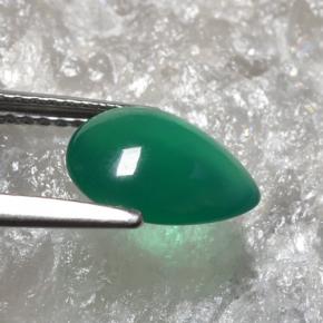 Agate Vert chaud naturelle En forme de poire, 1.66 ct, Translucide