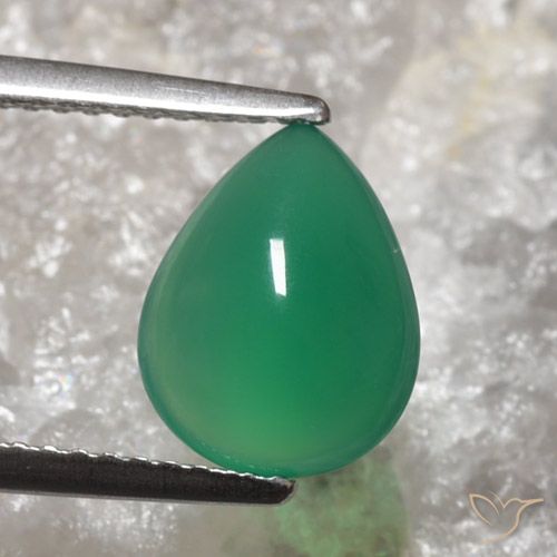 2.04ct Naturel Vert chaud Agate, En forme de poire, Translucide