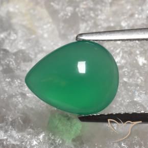 Agate Vert chaud naturelle En forme de poire, 2.04 ct, Translucide