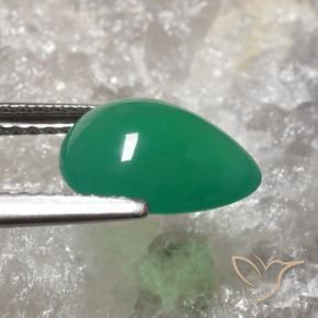 Agate Vert chaud naturelle En forme de poire, 2.04 ct, Translucide