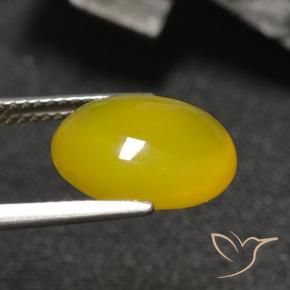 Agate Doré jaunâtre naturelle ovale, 4.04 ct, Translucide