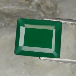Agate vert naturelle taille émeraude, 5,08 ct, translucide