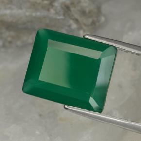 Agate vert naturelle taille émeraude, 5,08 ct, translucide