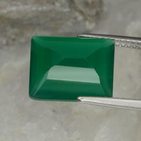 Agate vert naturelle taille émeraude, 5,08 ct, translucide