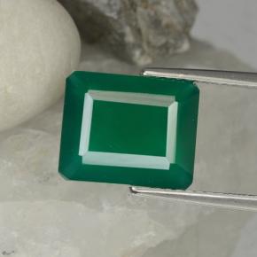 Agate vert naturelle taille émeraude, 3,79 ct, translucide