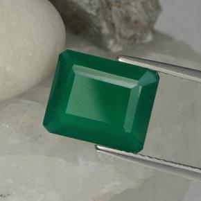 Agate vert naturelle taille émeraude, 3,79 ct, translucide
