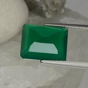Agate vert naturelle taille émeraude, 3,79 ct, translucide