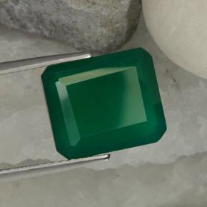 Agate Vert moyen naturelle Taille émeraude, 5.12 ct, Translucide