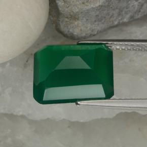 Agate Vert moyen naturelle Taille émeraude, 5.12 ct, Translucide