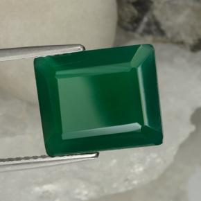 Agate vert naturelle taille émeraude, 5,13 ct, translucide