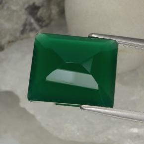 Agate vert naturelle taille émeraude, 5,13 ct, translucide