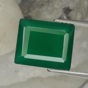 Agate Vert moyen naturelle Taille émeraude, 5.57 ct, Translucide