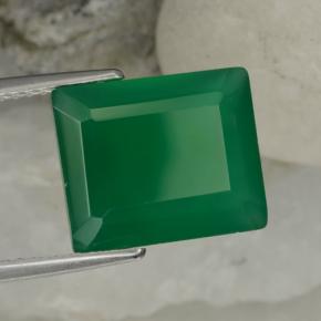 Agate vert naturelle taille émeraude, 6,24 ct, translucide