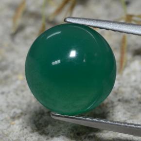 Agate vert naturelle coupe roude, 5,66 ct, translucide
