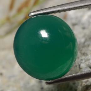Agate vert naturelle coupe roude, 4,82 ct, translucide