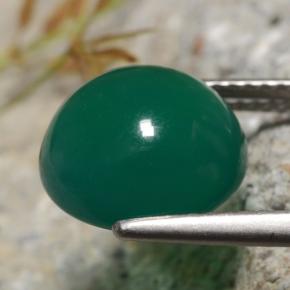 Agate vert naturelle coupe roude, 4,82 ct, translucide