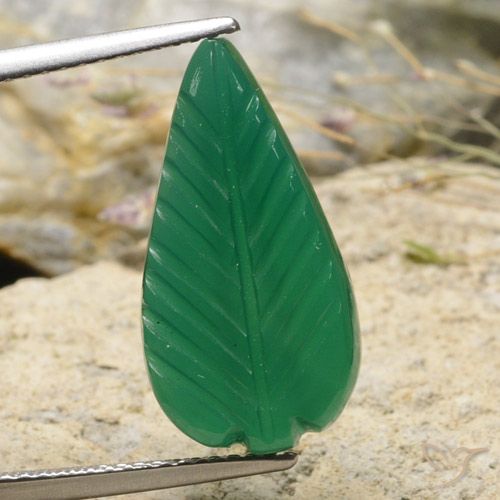 5.06ct Naturel Vert moyen Agate, Fantaisie, Translucide, Photo A