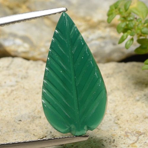 Agate Vert moyen naturelle Taille Fleur, 4.54 ct, Translucide