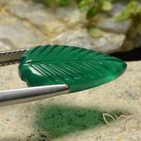 Agate Vert chaud naturelle Taille Fleur, 4.46 ct, Translucide