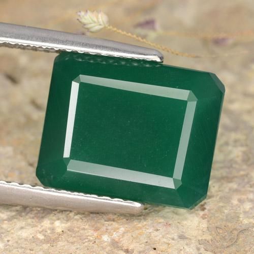 Agate Vert jaunâtre naturelle Octogone / coupe Émeraude, 5.06 ct, Translucide